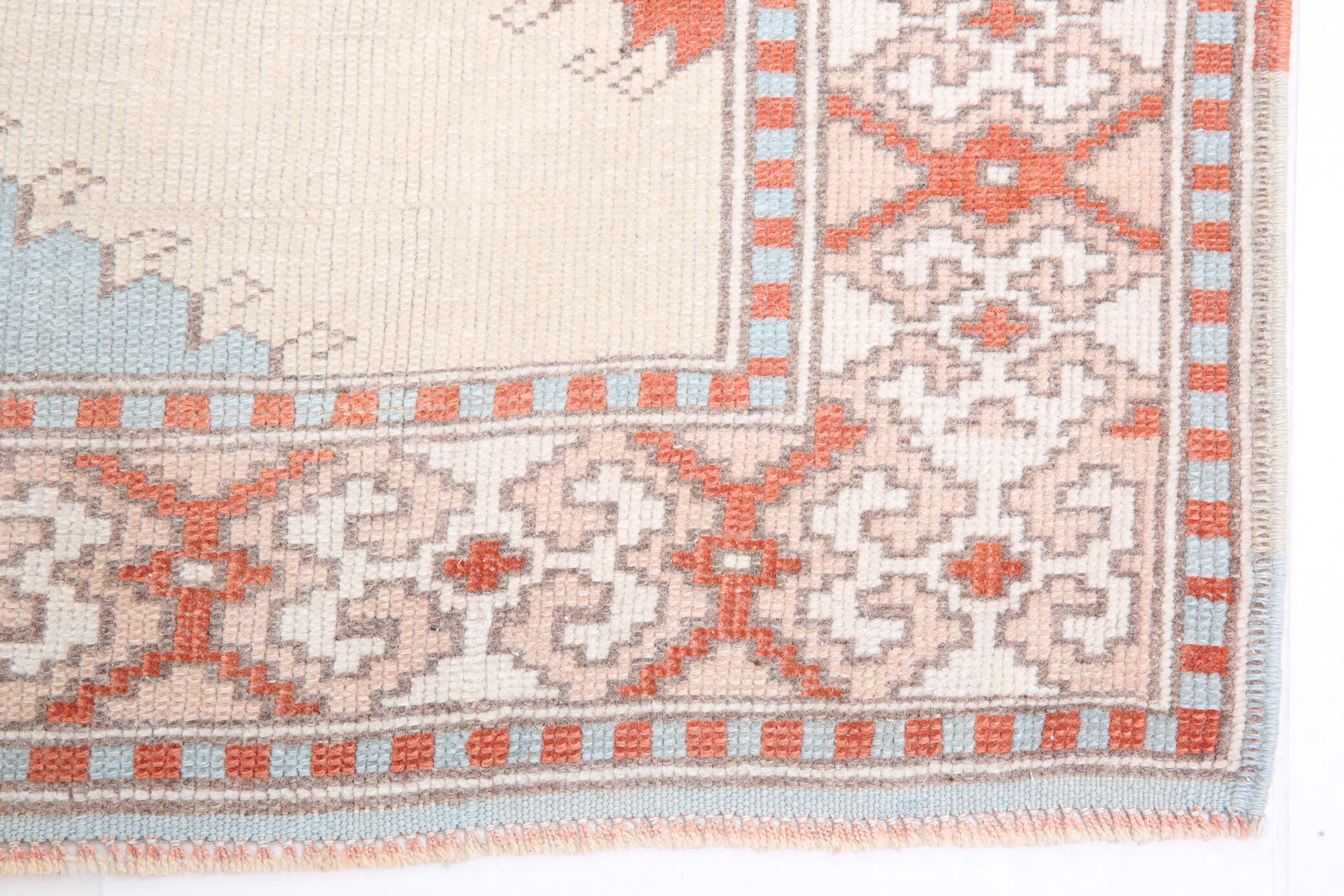 4x6 blue and beige handmade oushak rug