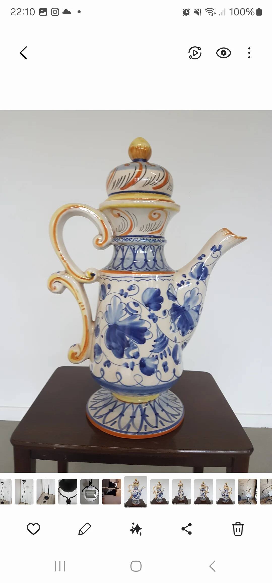 Italy ceramic Majolica Deruda teapot height 50 cm