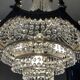 Old hot air balloon chandelier with crystal and bronze tassels