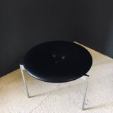 Midcentury Modern Leather Tripod Stool by Uno & Östen Kristiansson for Luxus, Sweden, 1960s