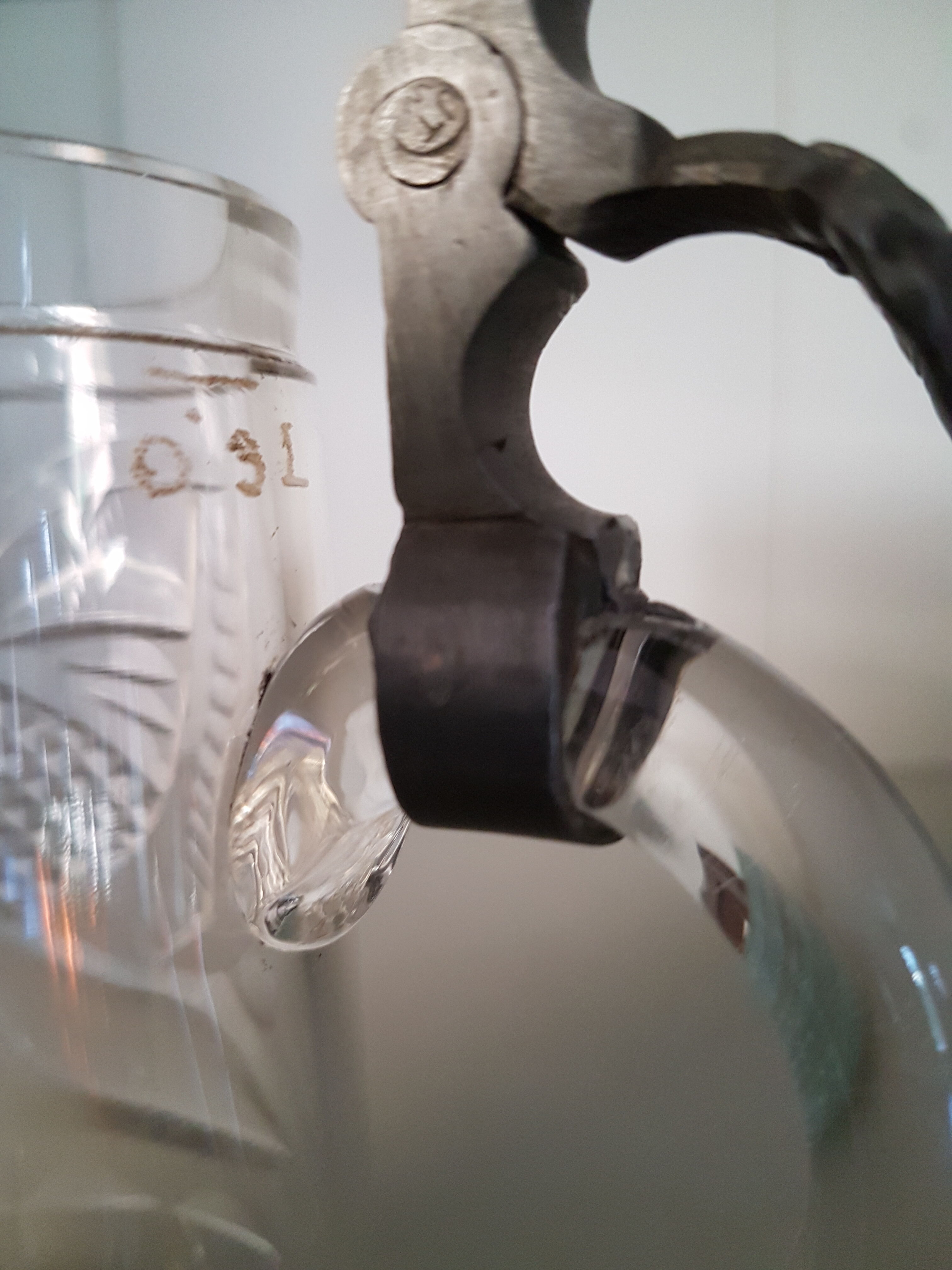 Antique engraved crystal and pewter beer mug