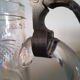 Antique engraved crystal and pewter beer mug