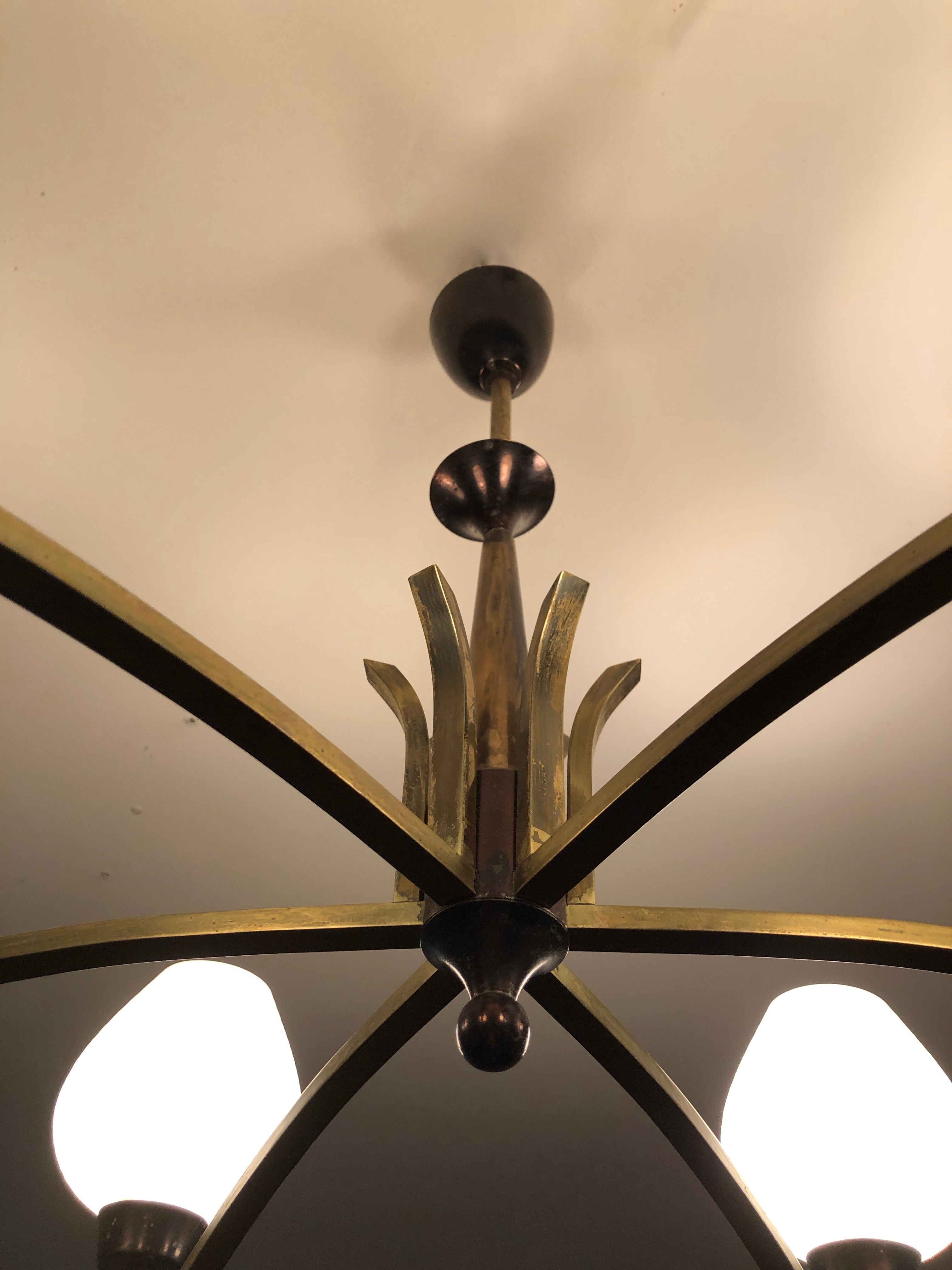 Modernist chandelier with 6 torches 1950