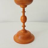 Vintage turned wooden candle holder