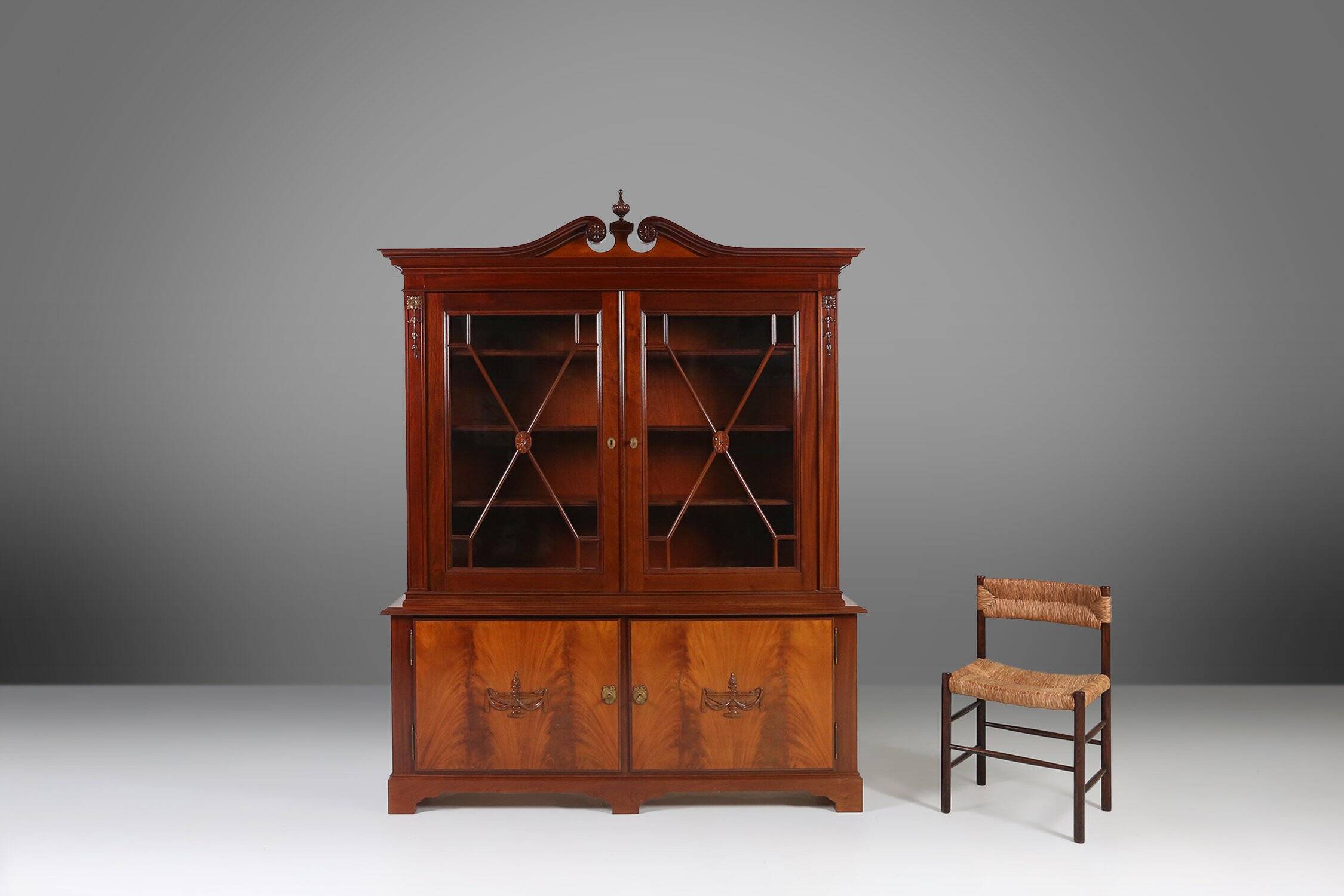 Empire Style Library Cabinet with Glass Doors, Belgium, 1950s