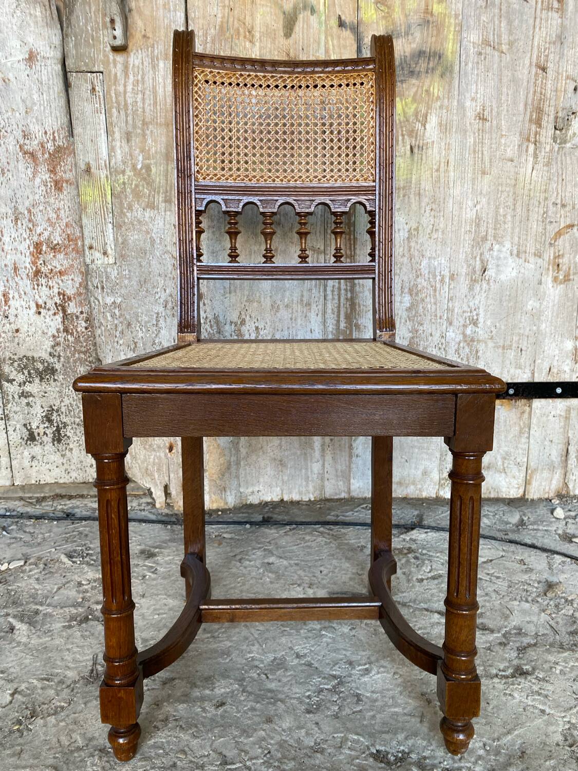 Chaise ancienne neo renaissance chêne + assise + dossier cannées vintage