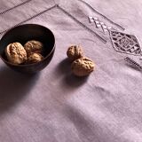 Old linen tablecloth tinted in lilac