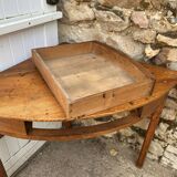 Table bureau d’angle coin en bois massif avec 1 tiroir
