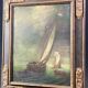 Tableau huile sur panneau Ecole hollandaise Marine monogrammée