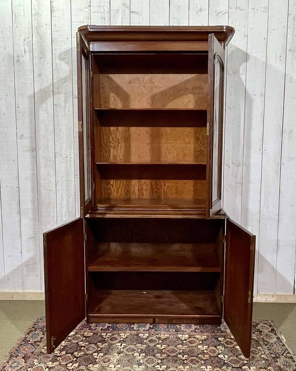 19th century English mahogany two-part bookcase