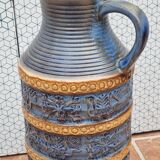 Large Bay Keramik vase in blue and ochre ceramic – West Germany, 47 cm