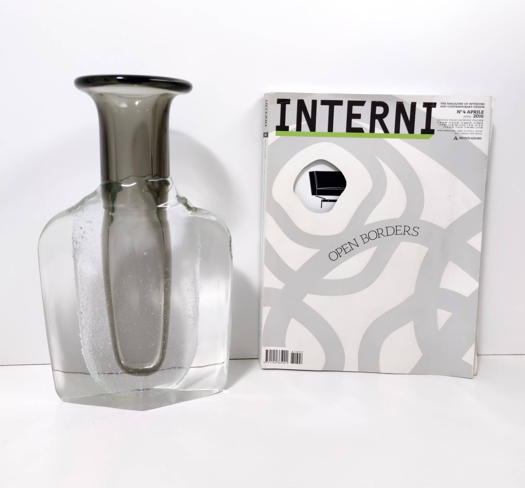 Transparent Sommerso Murano Glass Vase by Hora P with Rhomboid Base, 1980s
