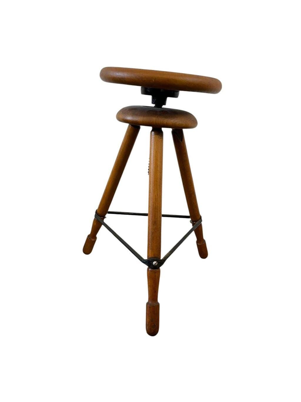 Vintage industrial workshop/work stool in wood