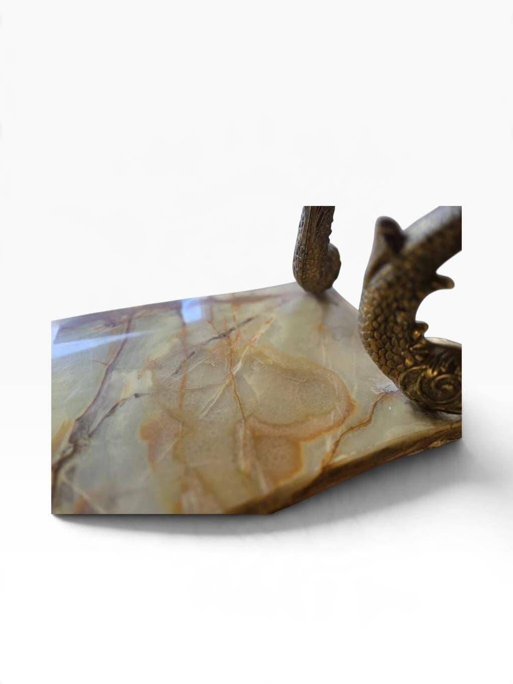 Vintage brass coffee table with onyx top.