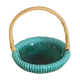 Empty basket vintage pocket in green ceramic and wicker