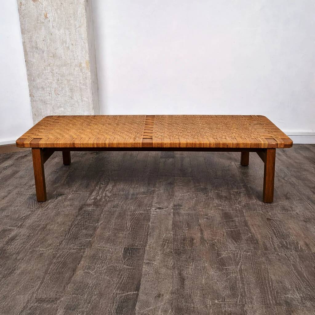 Rattan and oak bench by Børge Mogensen, 1960