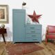 Asymmetrical furniture of the 1950s blue duck