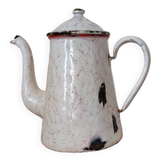 White enamel coffee pot