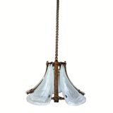 Bamboo acrylic and opaline hanging pendant, 1970,  58cm
