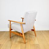 Armchair 'Lis', 1970s, beige light wood, design by Henryk Lis