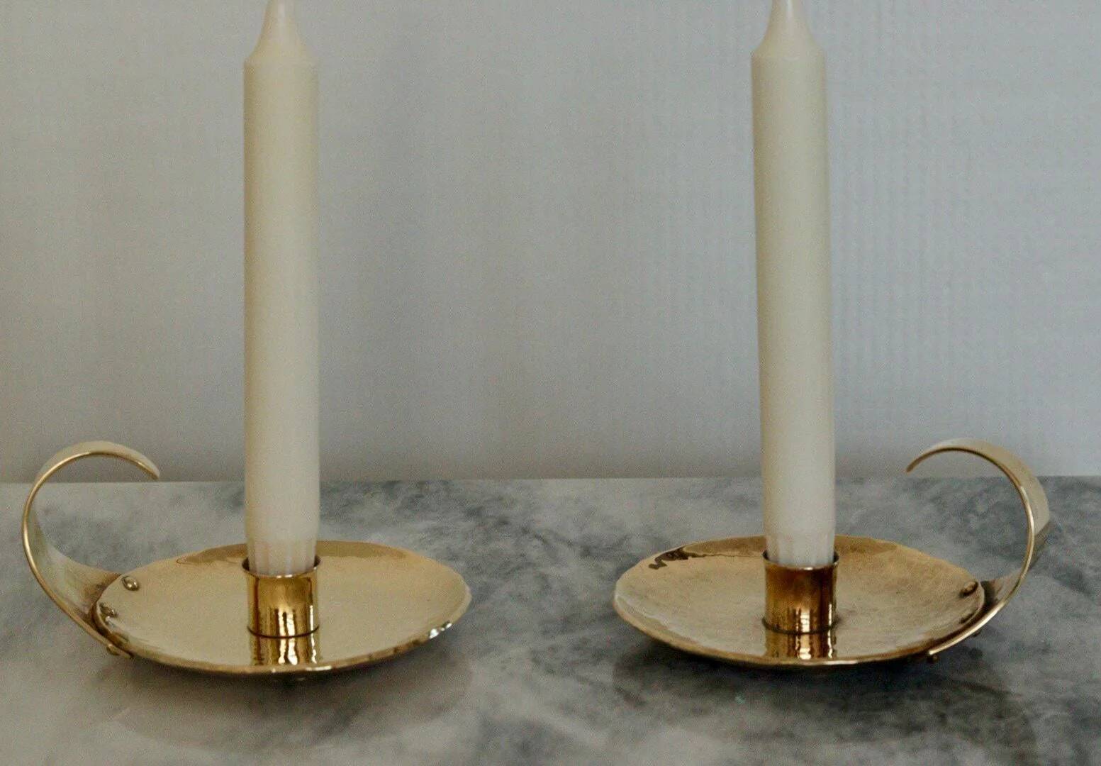Pair of Swedish mid-century candlestick holders by Skutuna