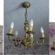 Lustre 5 braches + 2 appliques bronze