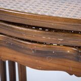 Vintage Nesting Tables with Rattan and Glass Top by Jason Møbler, 1960s, Set of 3