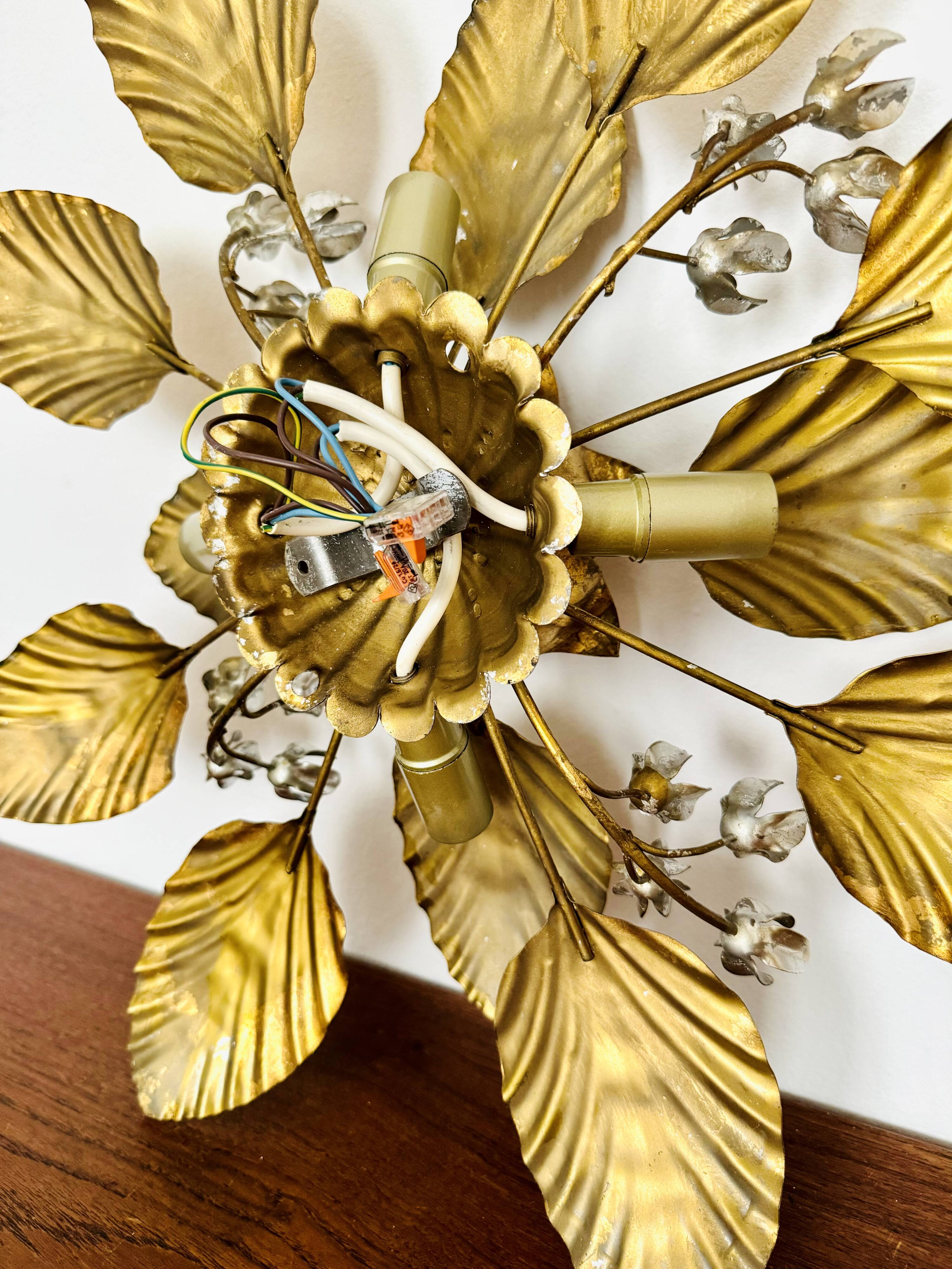 Floral Hollywood Regency Wall or Ceiling Lamp by Hans Kögl