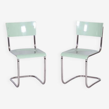 Restored Bauhaus Pair of Chairs, M. Stam, R.Slezak, Chrome-plated Steel, Czechia, 1930s