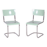 Restored Bauhaus Pair of Chairs, M. Stam, R.Slezak, Chrome-plated Steel, Czechia, 1930s