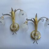 Pair of vintage Keria Italy silver and gold wall sconces