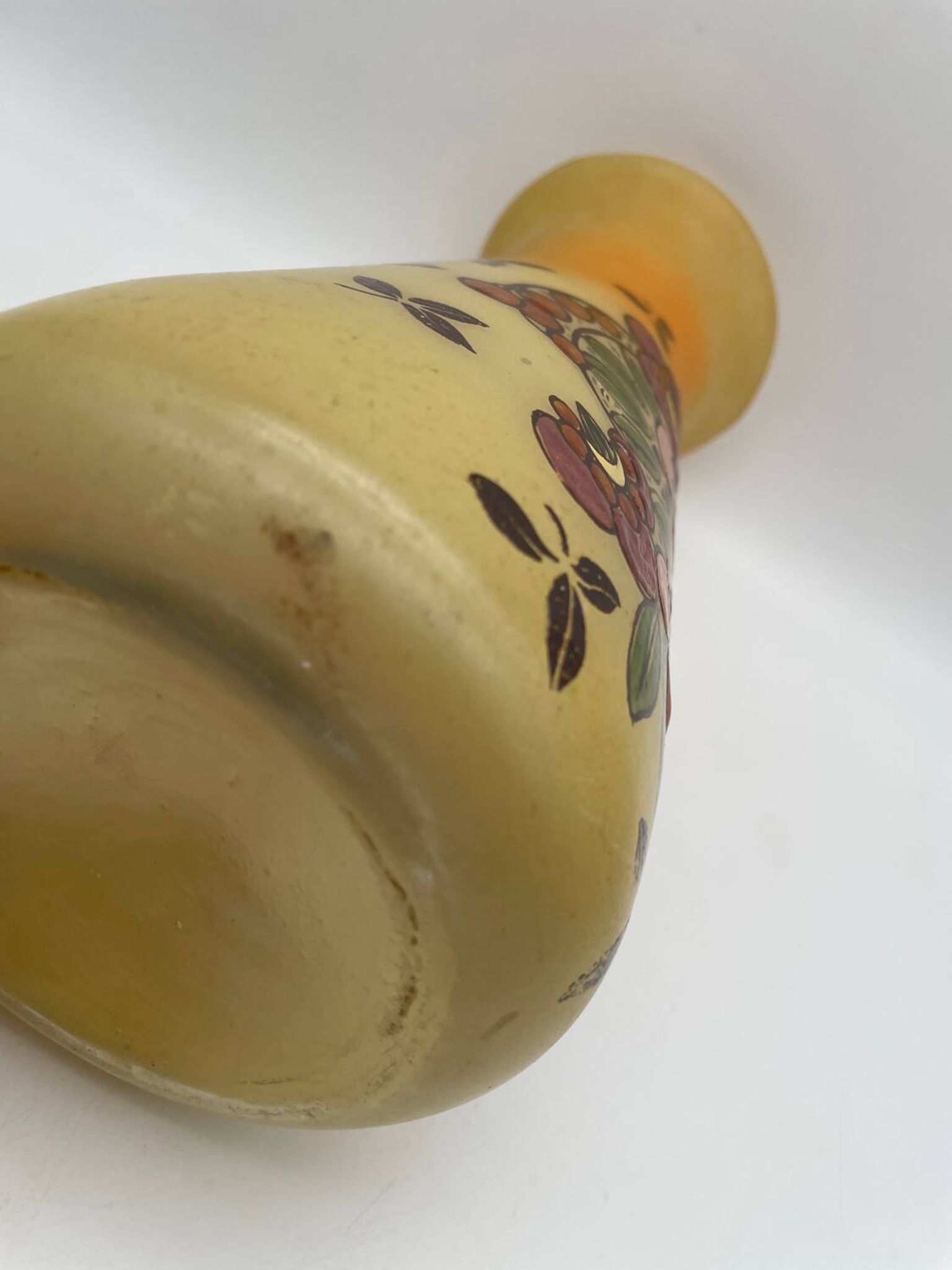 Legras Art Nouveau vase in enameled glass with flower decoration