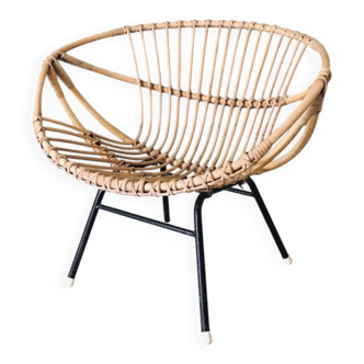 Mid-Century Modern Bamboo Lounge Chair, France, 1950s