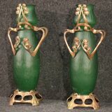 Paire de vases en verre français dans le style art nouveau