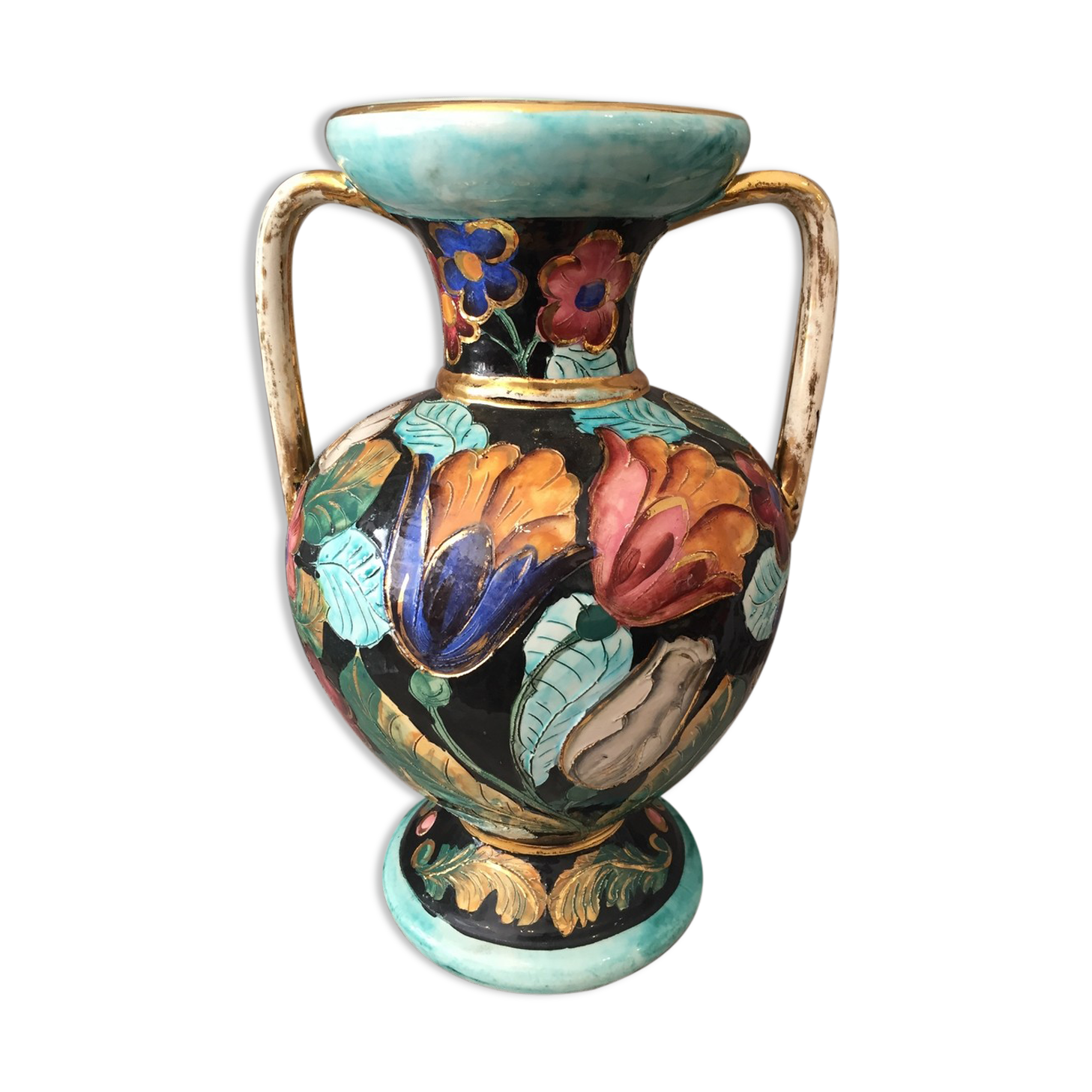 Vase amphore monaco a decor floral