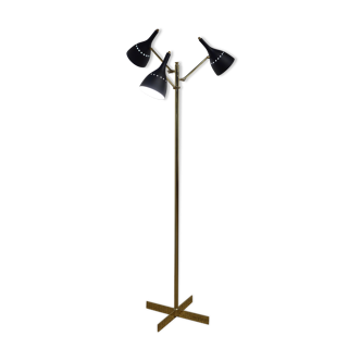 Italian black and brass floor lamp style 50's