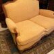 Sofa 2 places convertible sleeping 90x190 cherry Louis XV yellow velvet