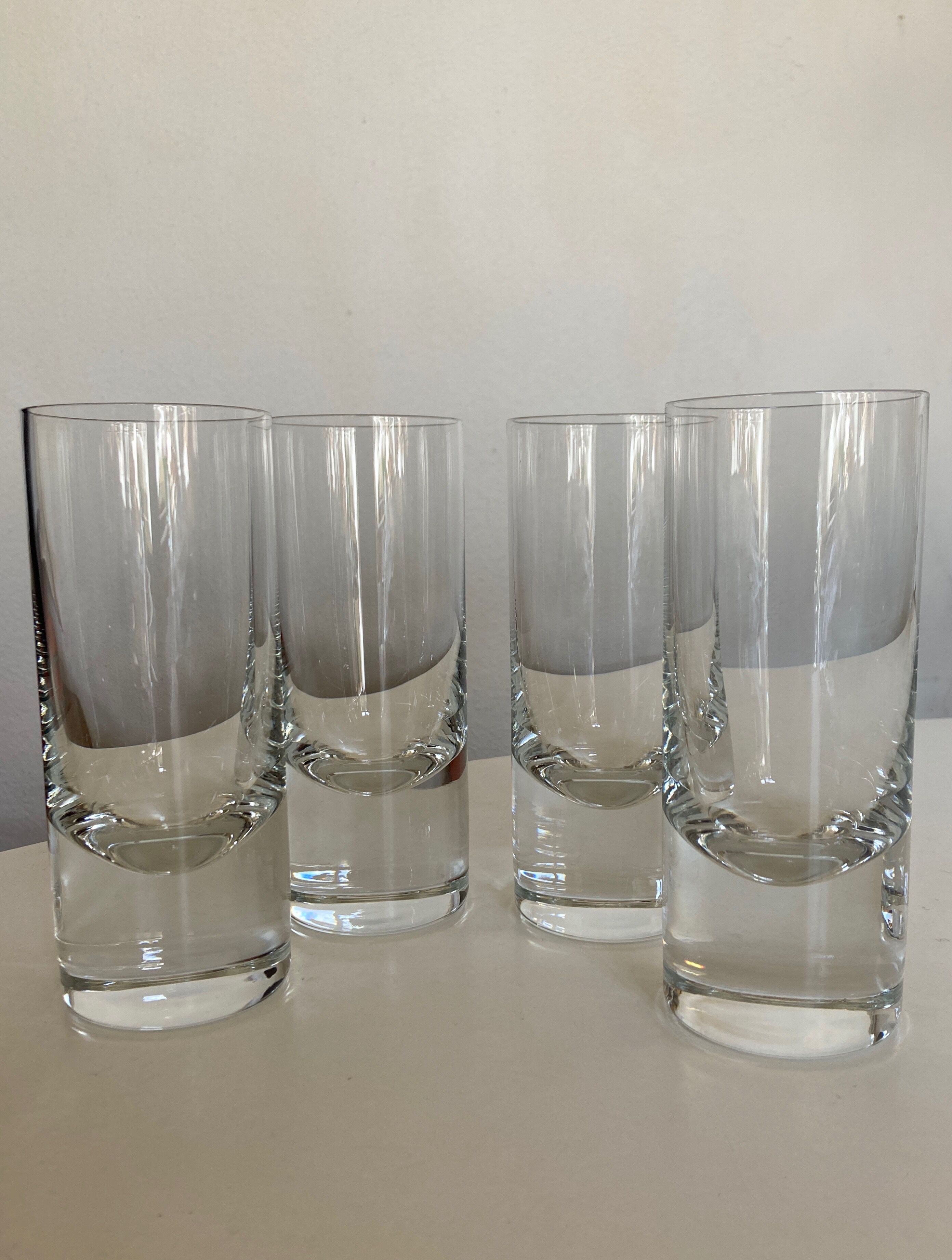 Set of 4 glass cups XL high ball 1970 in half crystal