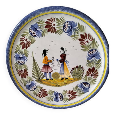 Grand plat HB Henriot Quimper décor Tradition 32 cm