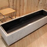 Large 1960s Knoll Style Marble and Brushed Steel Planter