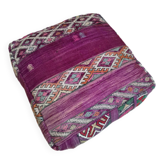 Handmade Berber Kilim pouf, floor cushion.