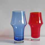 Vase en verre coloré bleu Rihimaki Finlande