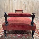 Napoleon III bench in turned wood and velvet
