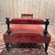 Napoleon III bench in turned wood and velvet