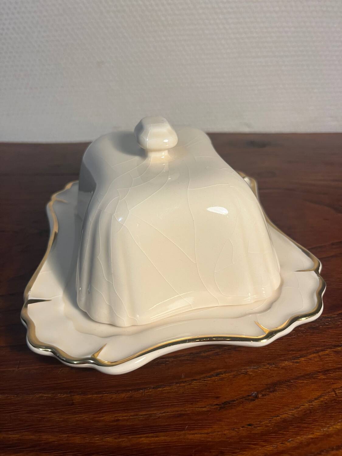 Bruno Evrard France crackle porcelain butter dish