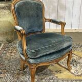 Fauteuil cabriolet de style Louis XV en hêtre