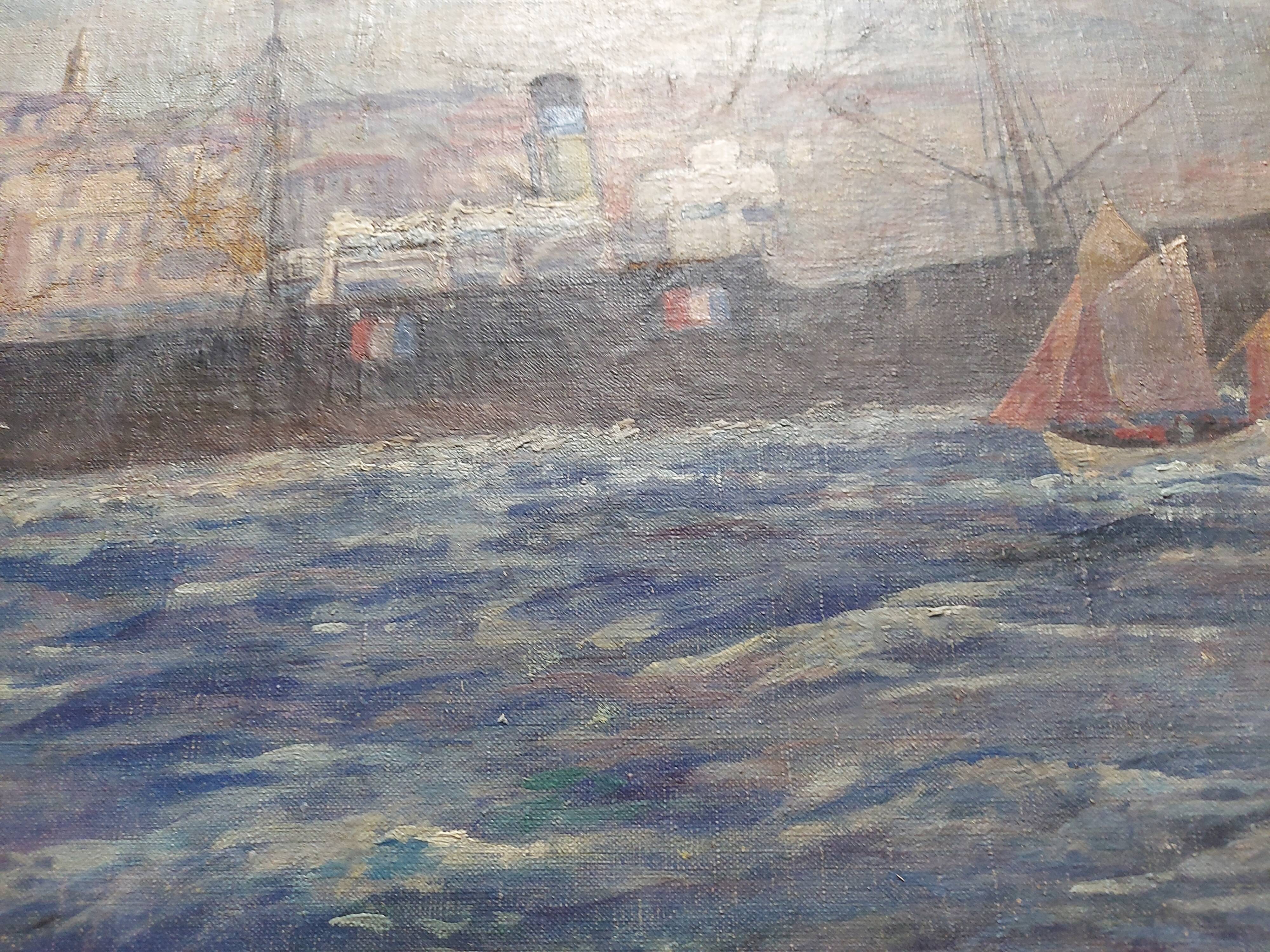Marine , boat , entrance to the port of Marseille ( le panier )