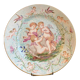Round earthenware dish - hand decoration signed and marked