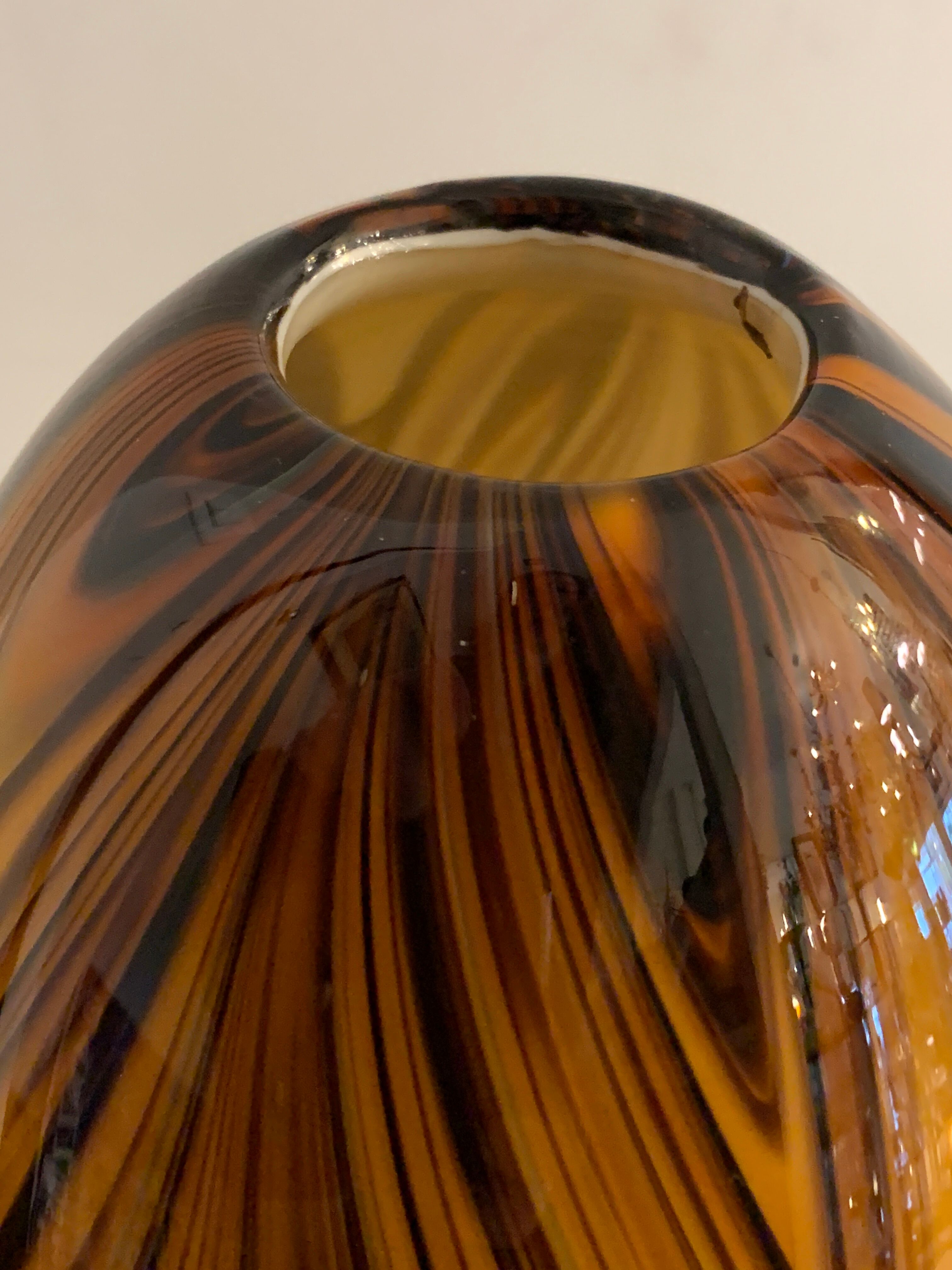 Yellow and black glass vase