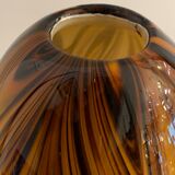Yellow and black glass vase